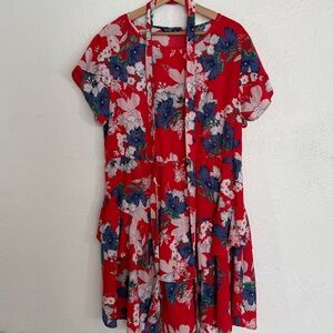 SHEIN Red Floral Dress